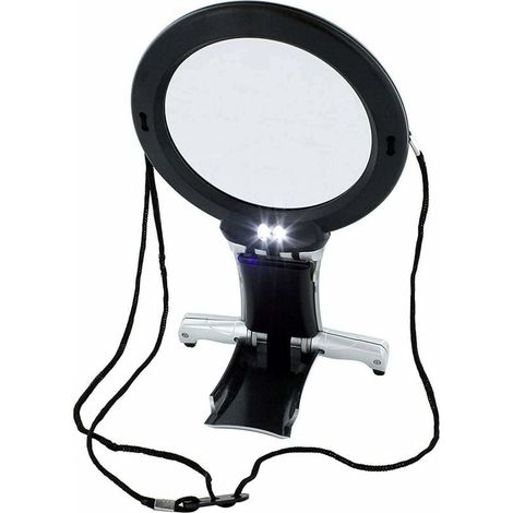 Hals- und Schreibtischlupe 6-fach, freihändige LED-Lupe mit Beleuchtung für Arm und Schreibtisch für Handarbeiten, Hobbyschmuck, Kreuzstichreparatur, Kunst, Handwerk