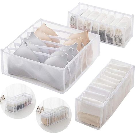 Organisateur Tiroir Sous-vêtement - 1 pièce Blanc - Pliable Soutien-gorge Chaussette Cravate (1/5)