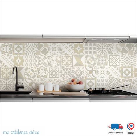 Crédence : Carreaux ciments antique 4 - Couleur Ocre - Alu composite - 120 - 60 (1/3)