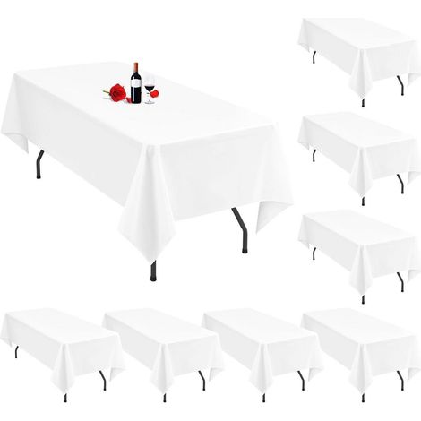 8er-Pack weiße Tischdecken 153x260 cm rechteckig, waschbar, für Feiern