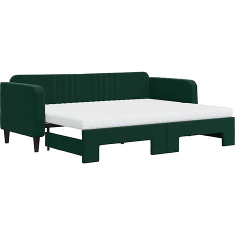 Maison Exclusive - Divano Letto Estraibile Materassi Verde Scuro 80x200 Velluto