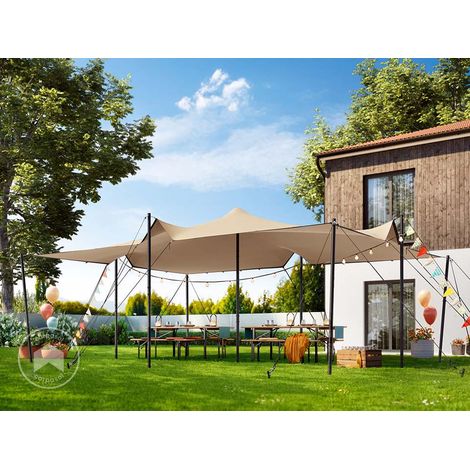 TOOLPORT Tienda Stretch 4,5x6 m lona de poliéster impermeable con set de postes de acero para eventos exteriores flexibles (1/5)