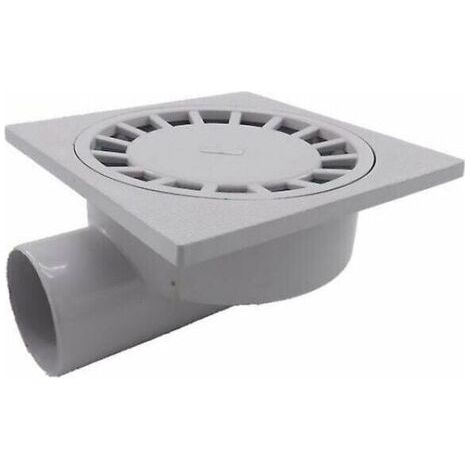Siphon de sol professionnel, 200 mm x 200 mm, 75 mm, convient aux salles de bains et salles de douche, en plastique PVC, 1 pièce, blanc. (1/4)
