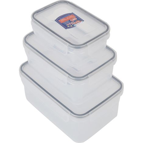 Lot de 3 boîtes de conservation alimentaire sous vide transparentes avec couvercle hermétique et verrouillage (1/5)