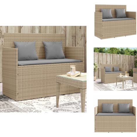 Banc de jardin avec coussins beige résine tressée - Banc De Jardin - Meuble De Jardin - Résine Tressée - Rotin Synthétique - Stockage Extérieur (1/5)
