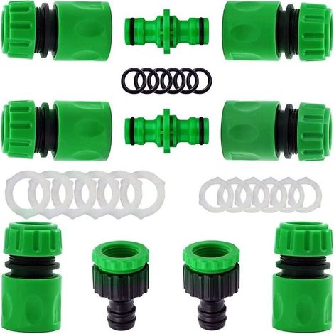 10-Piece Garden Hose Quick Connector Set (6 x 1/2" Hose Quick Connectors, 2 x Double Connectors, 2 x Tap Connectors) (1/5)