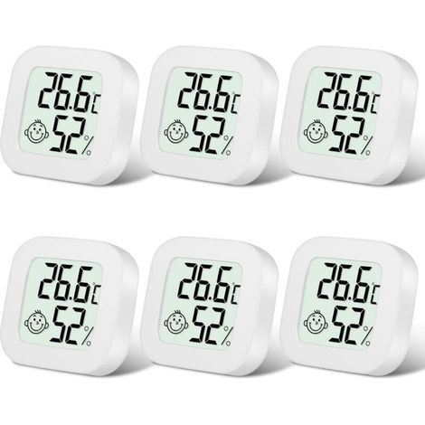 Thermomètre Hygrometre Intérieur, 6PCS Mini Thermomètre Hygromètre Intérieur Digital à Haute Précision, Moniteur de Température Humidimètre Indicateur du Niveau Confort pour Maison, Bureau (1/5)