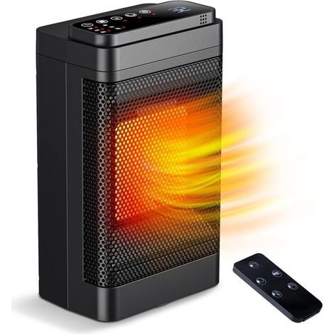 FENOPLASTICAChauffage Electrique, 1500W Mini Radiateur Céramique, Radiateur Soufflant Avec télécommande, 70°Oscillation, 24H Minuterie Thermostat Réglable, 3 Modes pour Bureau, Chambre, Salon