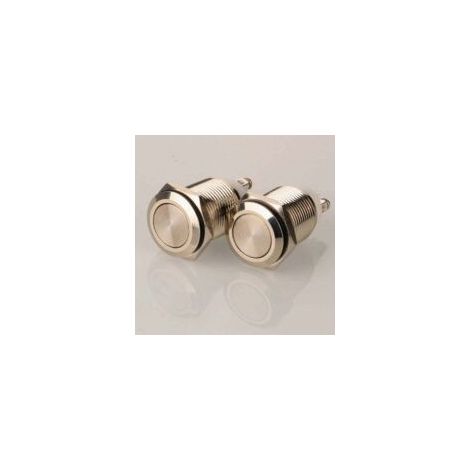 2 Stück 16 mm 5A/12V/24V/125V/250V Verriegelungs-Drucktaster mit Edelstahlschraube, wasserdichter Schalter (Flachkopf) - Crezuo (1/4)