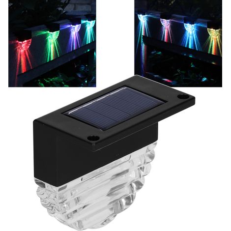 Set mit 4 IP65 wasserdichten Solarleuchten, warmweißes und RGB-Licht, für Terrasse, Garten oder Hof (schwarz). (1/5)
