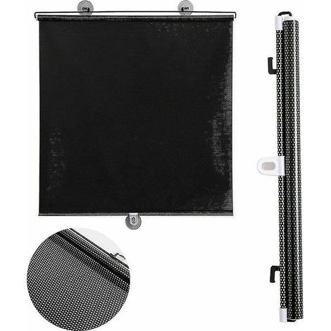 Lot de 2 stores enrouleurs à ventouses, pare-soleil, rideaux occultants pour voiture et maison - yky-50125CM-Noir (1/5)
