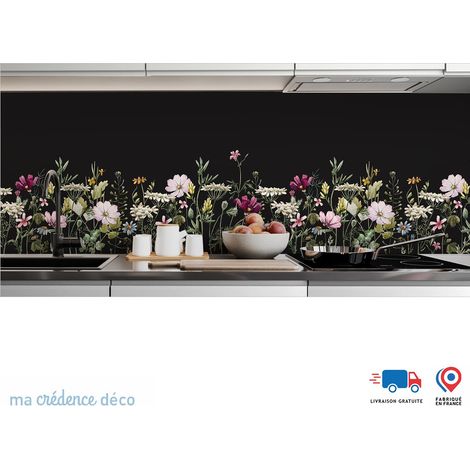 Crédence : Dessin fleurs et aquarelle 1 - Alu composite - 120 - 60 (1/3)