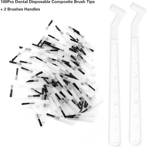 100 Pcs Embouts de Brosse Composite Dentaire Jetables avec 2 Poignées (1/5)