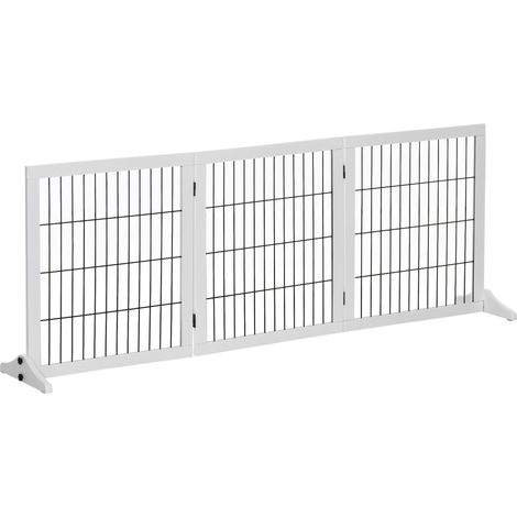 Cancelletto di sicurezza per cani pieghevole 185x36x71 cm in legno di pino bianco (1/4)