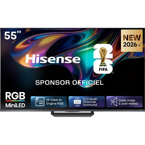 Hisense 55UR8S TV Smart 55" 4K RGB Mini-LED 180 Hz Dolby Atmos 2.1.2 Noir