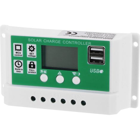 Régulateur de Charge Solaire PWM 10A 12V 24V Écran LCD Réglable Accessoire (1/5)