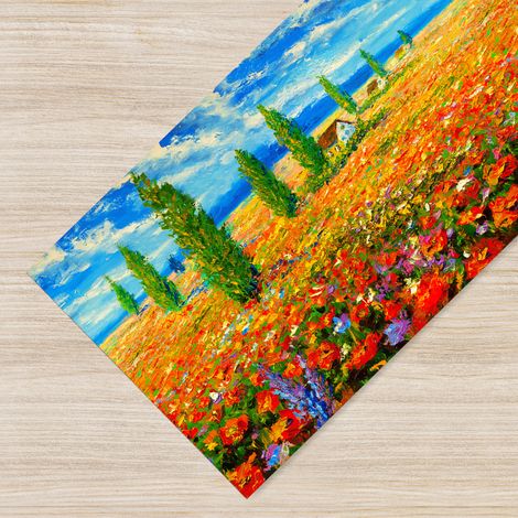 Tappeto Cucina Antimacchia e Antiscivolo Made in Italy - Passatoia Multiuso Corridoio Soggiorno Lavabile in Lavatrice linea Arte Paesaggio - 50x100 cm (1/4)