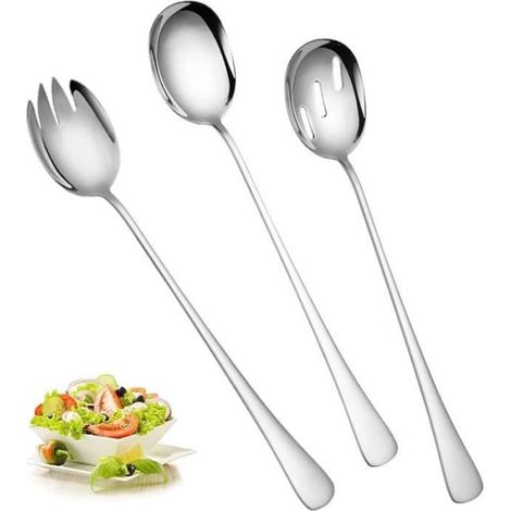 Set de 3 Couverts à Salade, Inox, Cuillère et Fourchettes, Argent, 285.5 cm, Buffet (1/3)