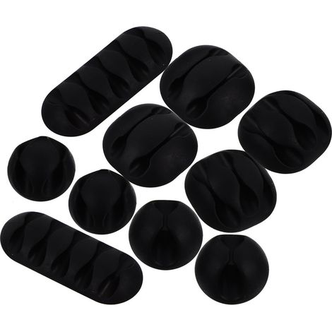 Organisateur de Câbles pour Organisation en Plastique Noir 10 Pièces, Design Polyvalent pour Maintien et des Fils, Support de Câble Bureau (1/5)
