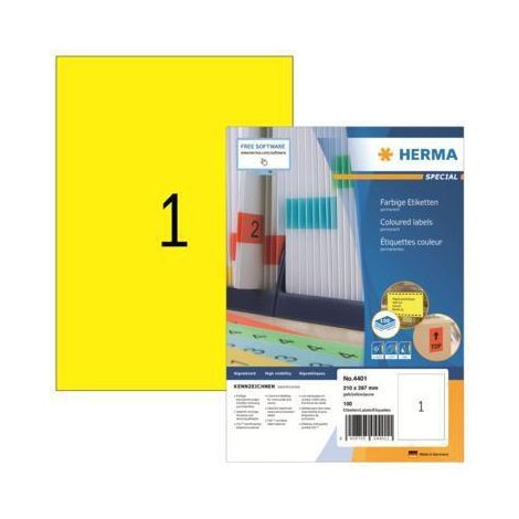 HERMA Etikett SPECIAL 4401 210x297mm gelb 100 St./Pack. (1/5)