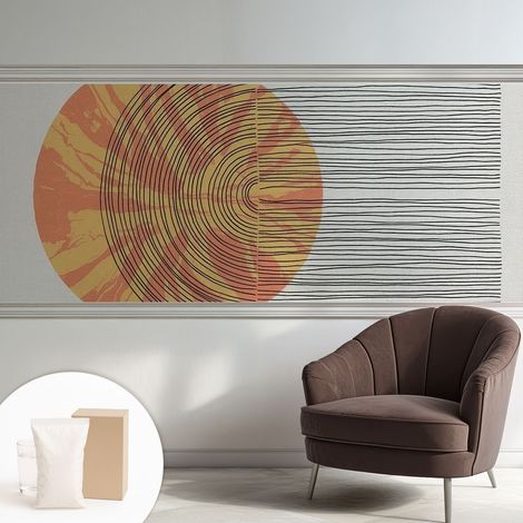 Carta Da Parati - Mural - Con Sala Da Pranzo - Camera Da Letto - Cameretta - Con Colla Gratuita Cerchio con linee 250x104 cm (1/5)