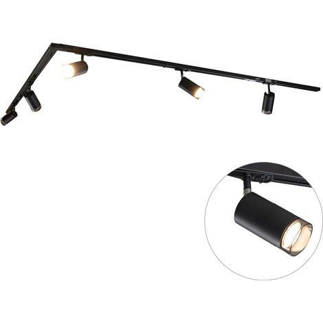 Modern Track Lighting System with 5 Black Smoke Spotlights 1-Phase - Iconic Jeana