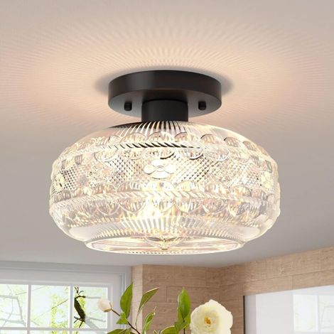 Plafonnier 220 V,ampoule non incluse, globe en verre proche du plafonnier, suspension d'intérieur vintage (1/5)