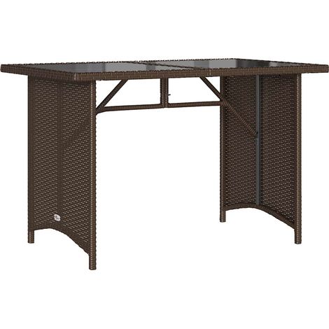 Maison Exclusive - Tavolo Giardino Piano in Vetro Marrone 110x68x70 cm Polyrattan