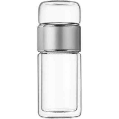 Nouveauté : Bouteille infuseur à thé 420 ml, double paroi en acier inoxydable et verre anti-fuite, idéale pour le bureau, les voyages et la maison. (1/5)