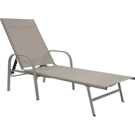 Transat marron Hawaii en acier peint et assise en textile'ne 199x68x31 cm pour mer piscine et jardin (1/5)