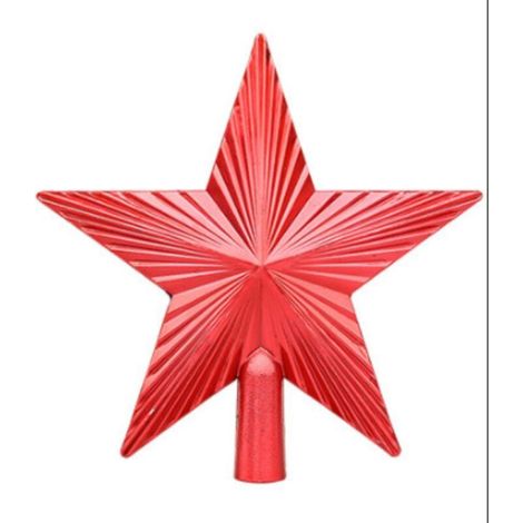 Cime de sapin de Noël en plastique - Cime de sapin avec étoile de sapin de Noël moderne - Étoile rouge (1/5)