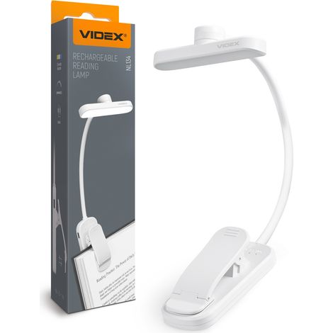 Lampe de lecture LED sans fil blanche à pince, bras flexible 0,7 W Videx VL-NL134W (1/5)