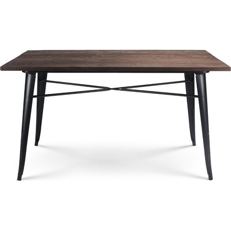 Mesa de fábrica de 120 x 80 cm en metal negro mate y tapa de madera oscura (1/5)