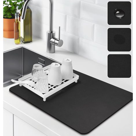Tapis Egouttoir Vaisselle, Tapis de Machine à Café Absorbant,Tapis égouttoir à Vaisselle antidérapant, Tapis de SéChage Vaisselle Egouttoir Antidérapant pour Cuisine, Bar Dish Drying Mat (1/5)
