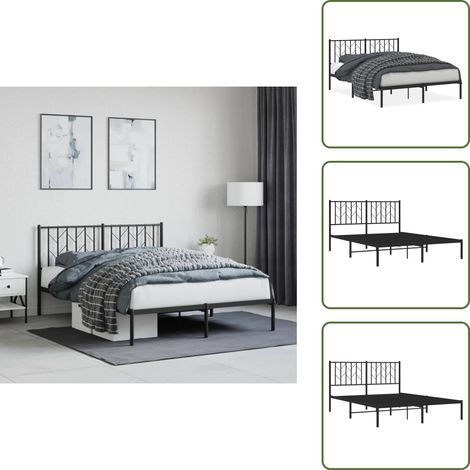 Cabecero de cama - vidaXL Estructura cama sin colchón con cabecero metal negro 140x190 cm - Cama de metal