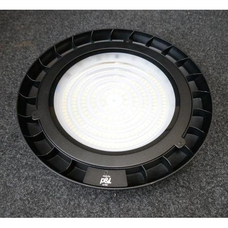 Suspension industrielle LED 150W noire Ø 310mm 4000K 13000lm 90° non-dimmable avec anneau IP54 HIGHBAY Ecoplus TRAJECTOIRE (1/3)