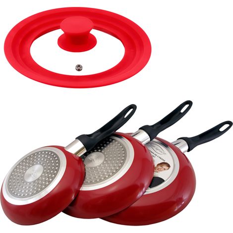 Set de 3 sartenes "San Ignacio" con revestimiento en mármol Ø16 cm Ø20 cm Ø24 cm + tapa universal en color, de vidrio (1/5)