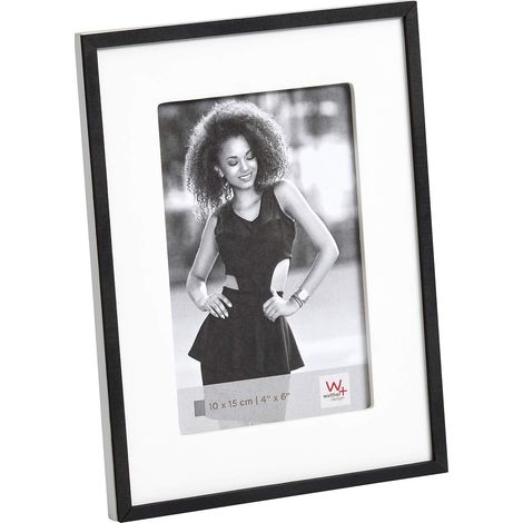 Cadre Photo Cadre en Bois Blanc 10 x 15 cm avec Cadre extérieur Noir, Portrait Frame RQ015W (1/3)