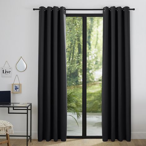 Lot de 2 rideaux occultant noir 140 x 260 cm (1/4)