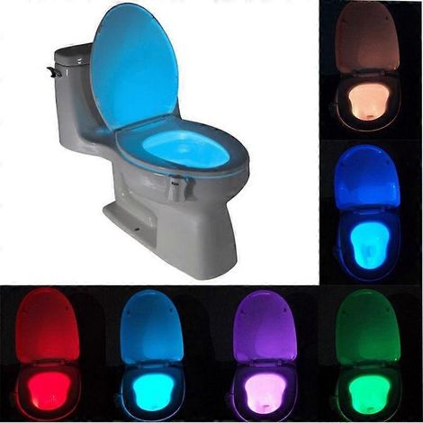 Lampe de chevet multicolore à capteur AAA pour WC, 16 ou 8 couleurs, veilleuse de salle de bain, extinction automatique, luminaire étanche pour couloir. (1/2)