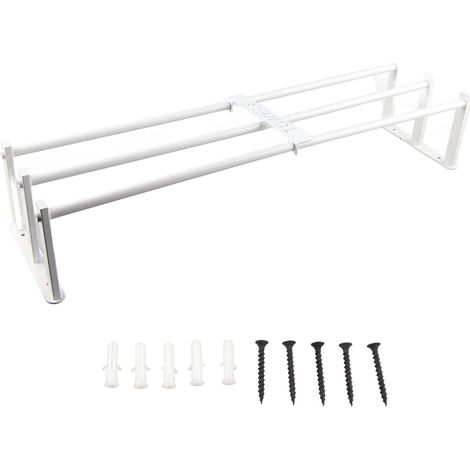Porte-Serviettes Murale - 3 Barres en Alliage d'Aluminium - Pour Serviettes Roulées - Blanc - 1 Pièce (1/5)
