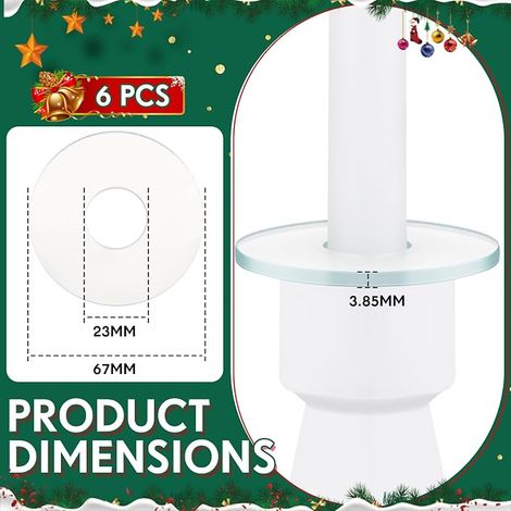 Attrape-Gouttes de Bougies en Verre de Noël 23 mm de Diamètre Intérieur Protection Anti-Goutte pour Bougies Coniques et Bougies de Communion Anneau de Bougie en Verre Transparent (1/4)