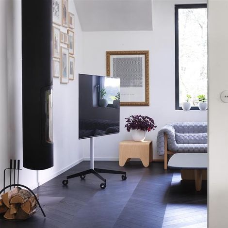 Supporto TV Mobile o Fisso per schermi da 40'' a 80'' - Kana 1400xl - Piedi Neri / Colonna Grigia in Ghisa - Erard