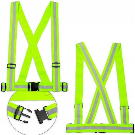 Arnés reflectante para bicicleta, moto, correr, chaleco reflectante, amarillo (1/5)