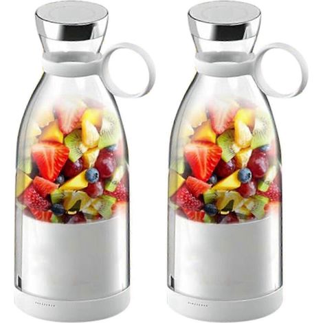 2X Blender à jus portable rechargeable avec gobelet de voyage et couvercle pour préparer des jus et des smoothies 420 ml A (1/5)