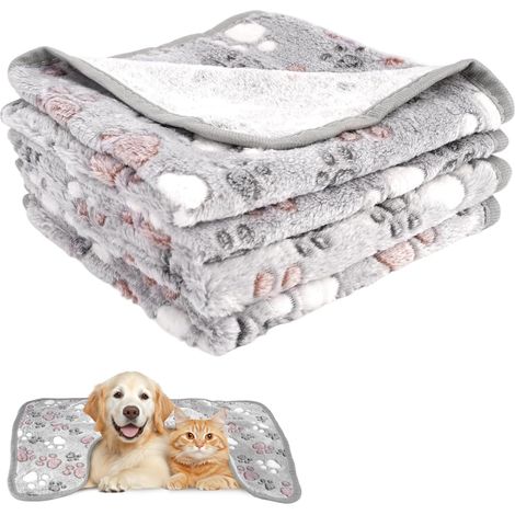 4 Pièces Flanelle Douce Couverture pour Chien Chat Lavable, 60x40 cm (1/5)