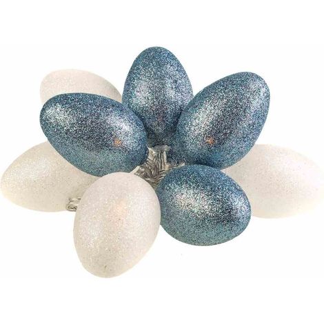 GRANDI UOVA DI PASQUA IN PLASTICA A LED CON GLITTER BIANCO-GRIGIO (1/3)