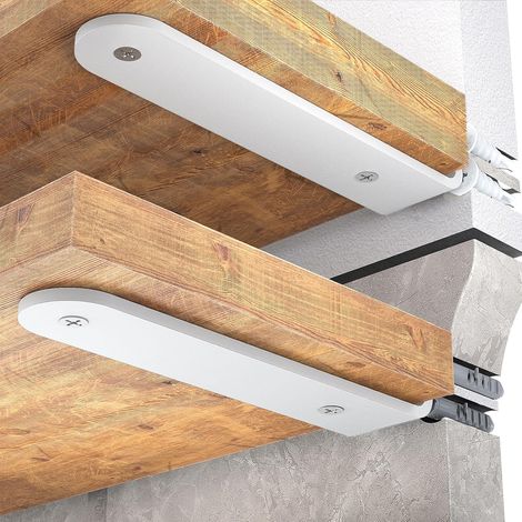 Lot de 6 supports d'étagère flottants en équerre (en L) de 15 cm en métal robuste pour étagères murales, Blanc (1/5)