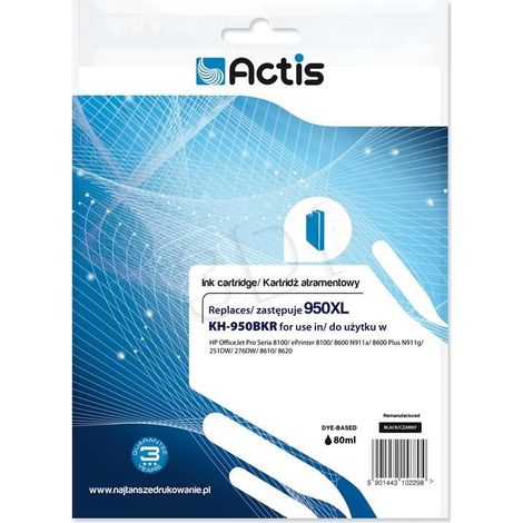 ACTIS KH-950BKR - Reemplazo para HP 950XL, tinta negra 80 ml