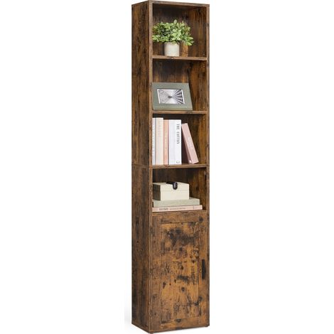Bibliothèque, Étagère Haute sur 6 Niveaux Meuble de Rangement Ouvert, 31,5 x 24,1 x 174,5 cm, pour Salon, Bureau, Salle à Manger, Marron Rustique (1/5)